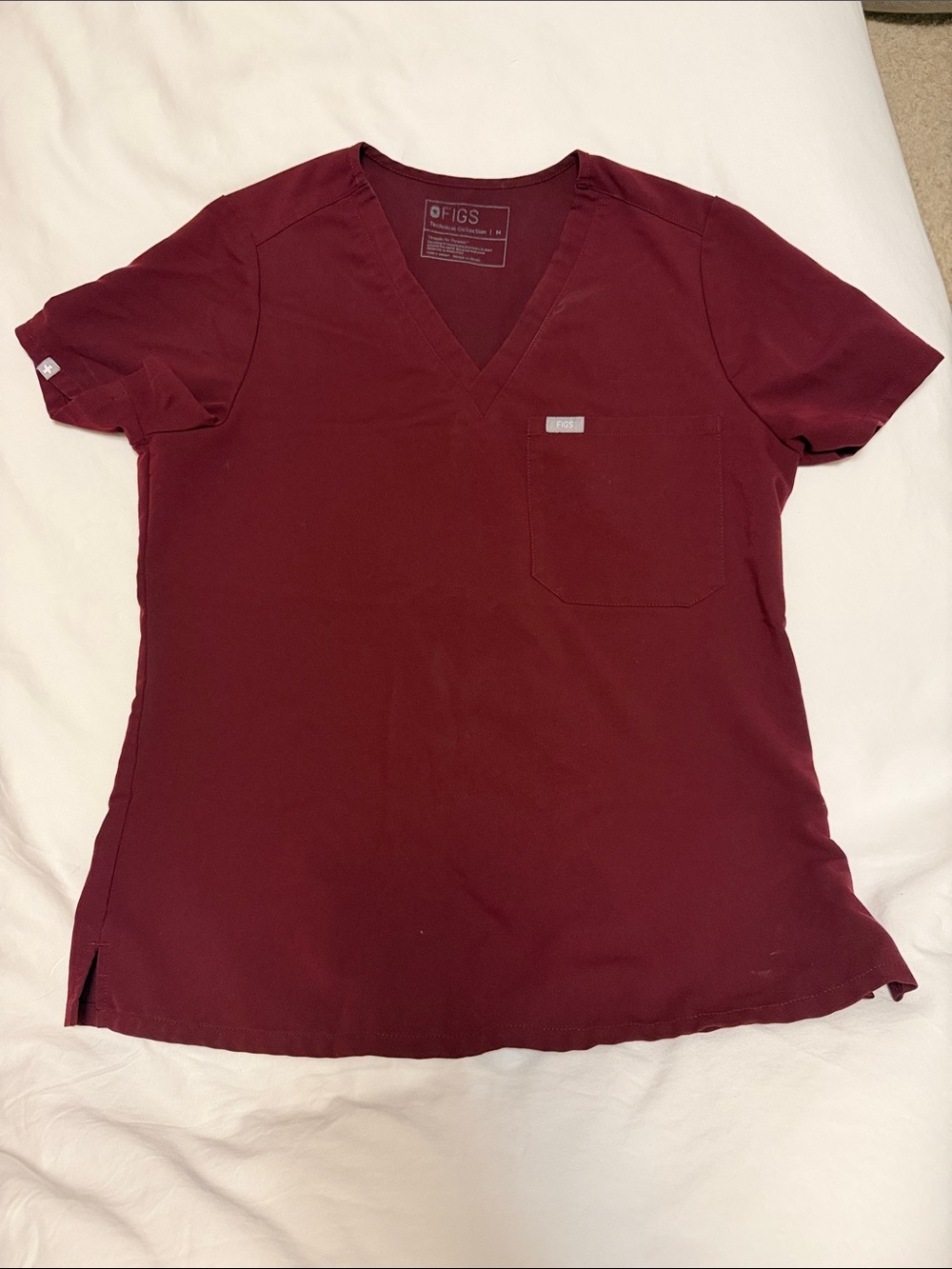 Figs Burgundy Scrub Set - Catarina one pocket Top & Zamora Pants - Picture 2 of 5